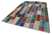 Handmade Wool Area Rug - Kirk Yama Grey Patchwork Carpet 6'11''x10'4'' by Agacan