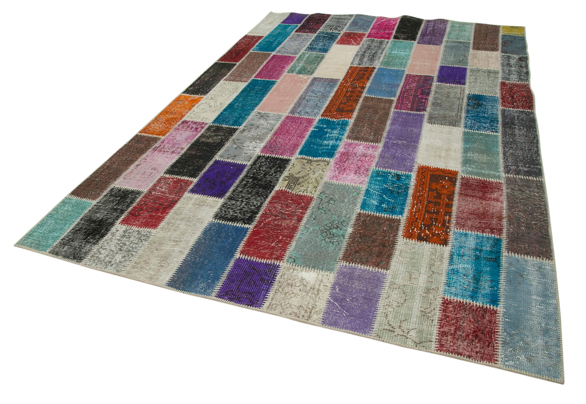 Handmade Wool Area Rug - Kirk Yama Grey Patchwork Carpet 6'11''x10'4'' by Agacan