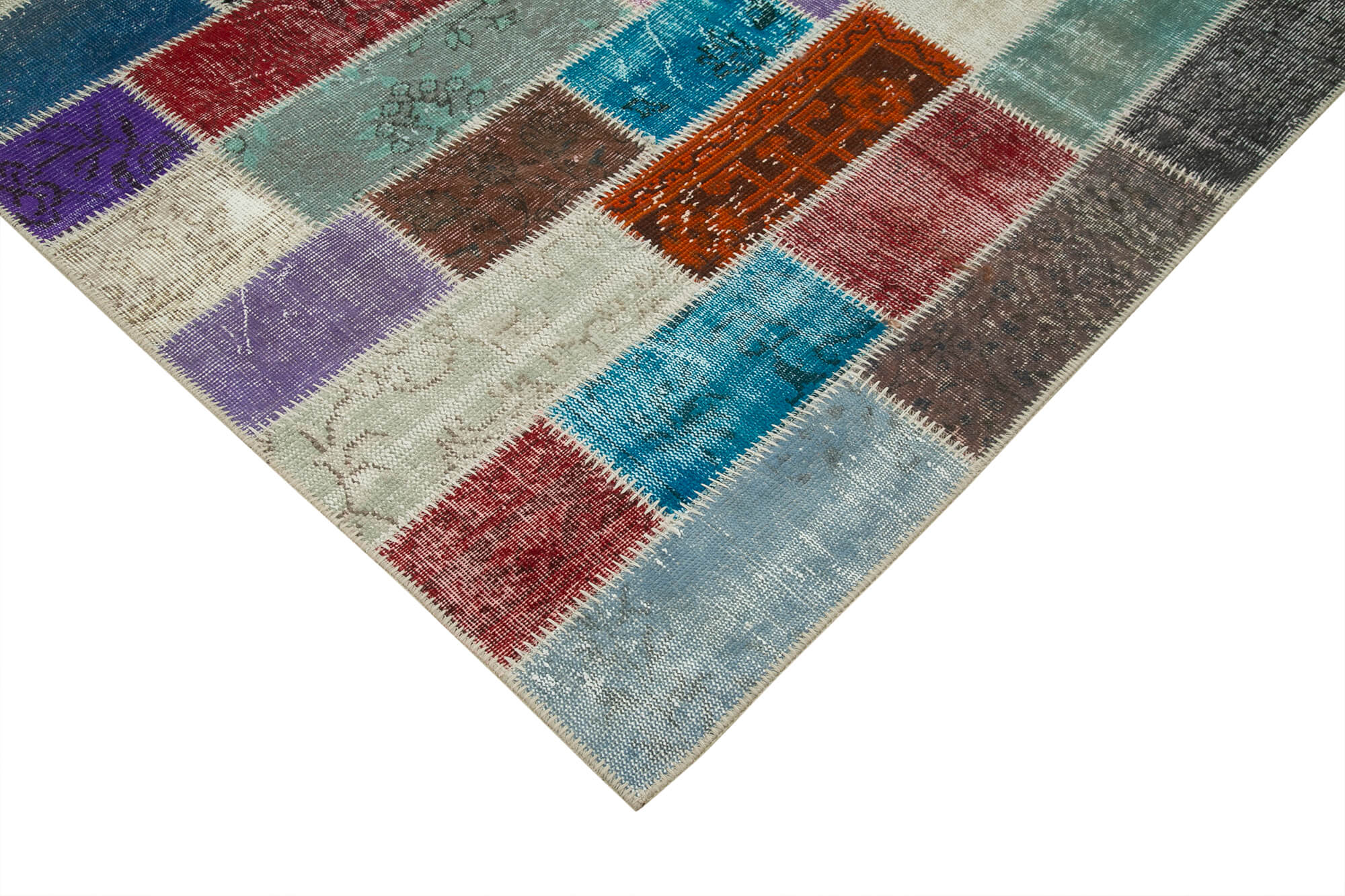 Handmade Wool Area Rug - Kirk Yama Grey Patchwork Carpet 6'11''x10'4'' by Agacan