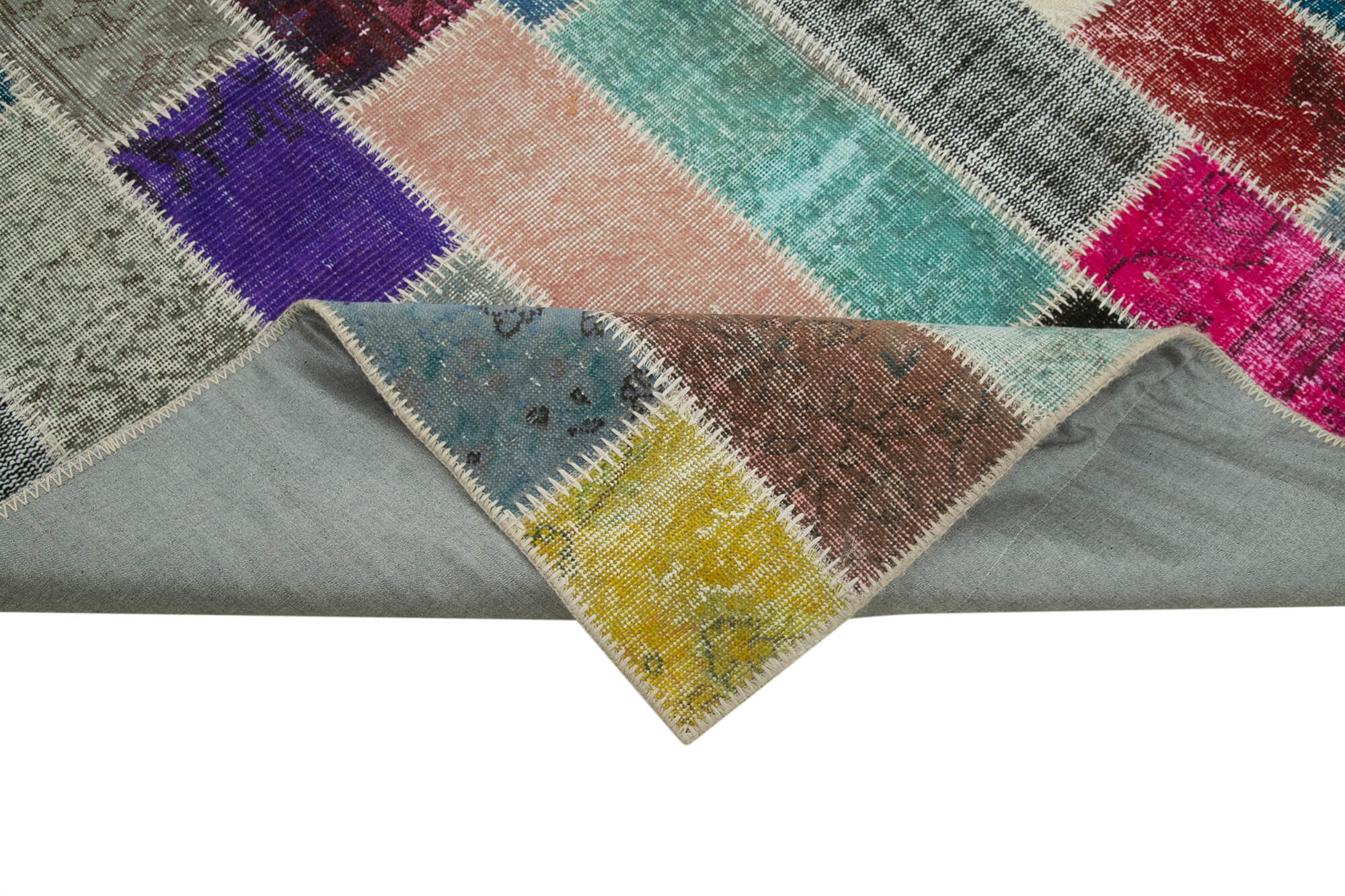 Handmade Wool Area Rug - Kirk Yama Grey Patchwork Carpet 6'11''x10'4'' by Agacan