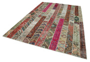 Handmade Patchwork Rug - Kirk Yama Grey Cotton Wool 6x10 Feet Area Carpet