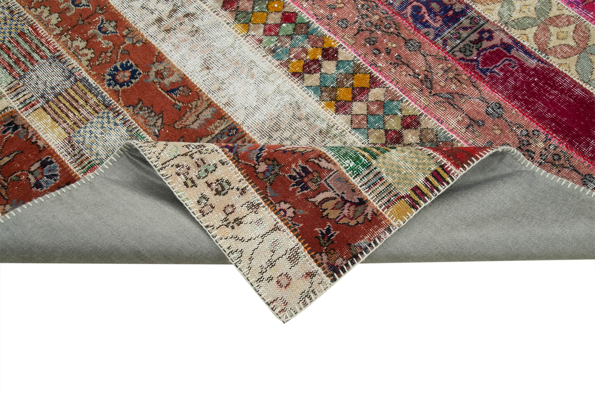 Handmade Patchwork Rug - Kirk Yama Grey Cotton Wool 6x10 Feet Area Carpet