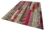 Handmade Wool Area Rug – Kirk Yama Grey Patchwork Cotton Wool Rug 6'8''x10'0''