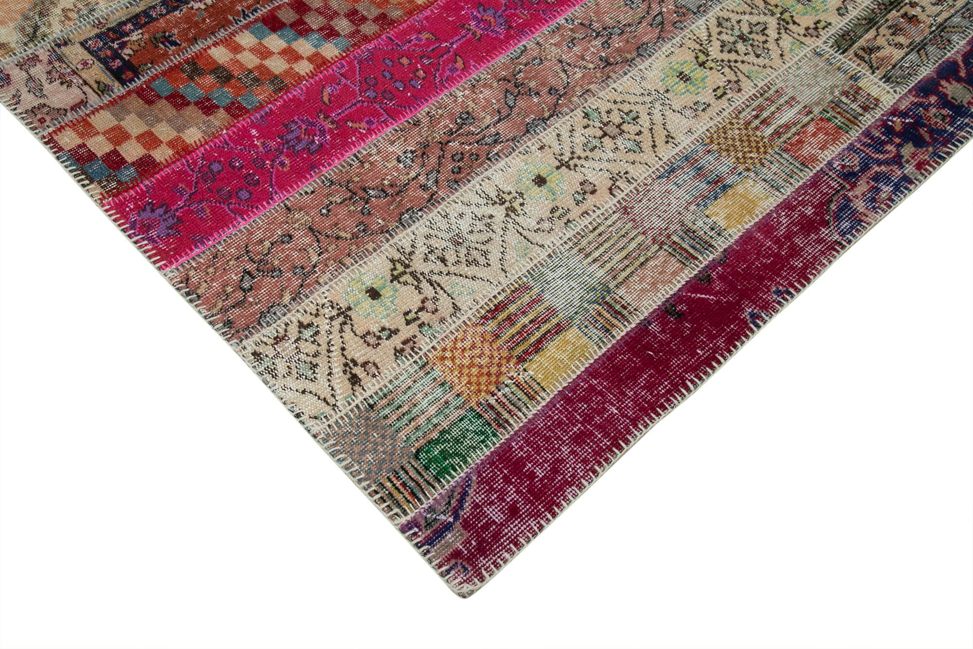 Handmade Wool Area Rug – Kirk Yama Grey Patchwork Cotton Wool Rug 6'8''x10'0''