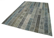 Handmade Patchwork Rug - Grey Cotton Wool Area Rug 6'8'' x 10'0'' Vintage Style