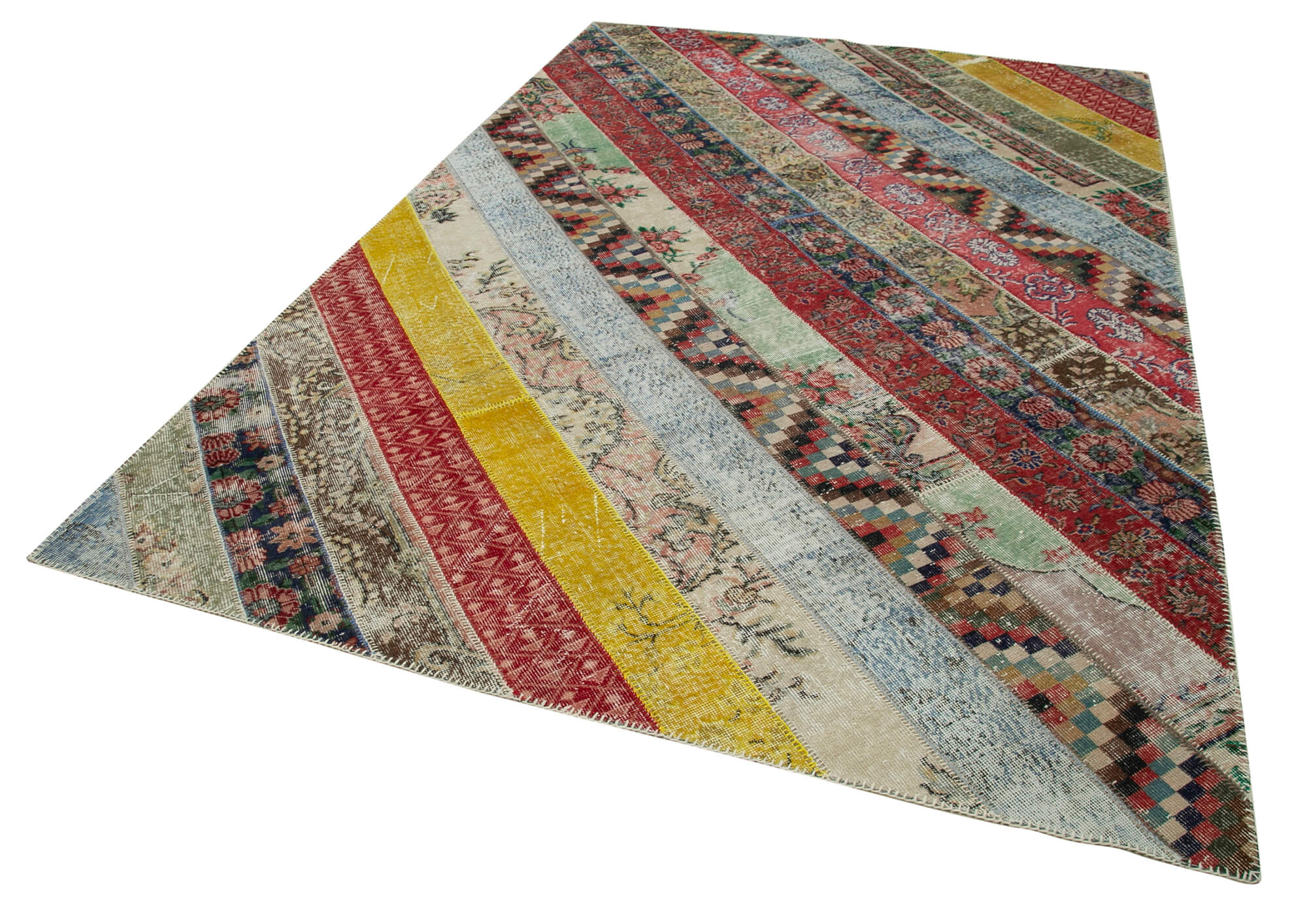 Handmade Patchwork Rug - Kirk Yama Grey Cotton Wool Area Rug 6'7" x 10'0"