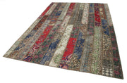 Handmade Patchwork Rug - Kirk Yama Grey Cotton Wool Vintage Area Rug 6'9''x9'11''