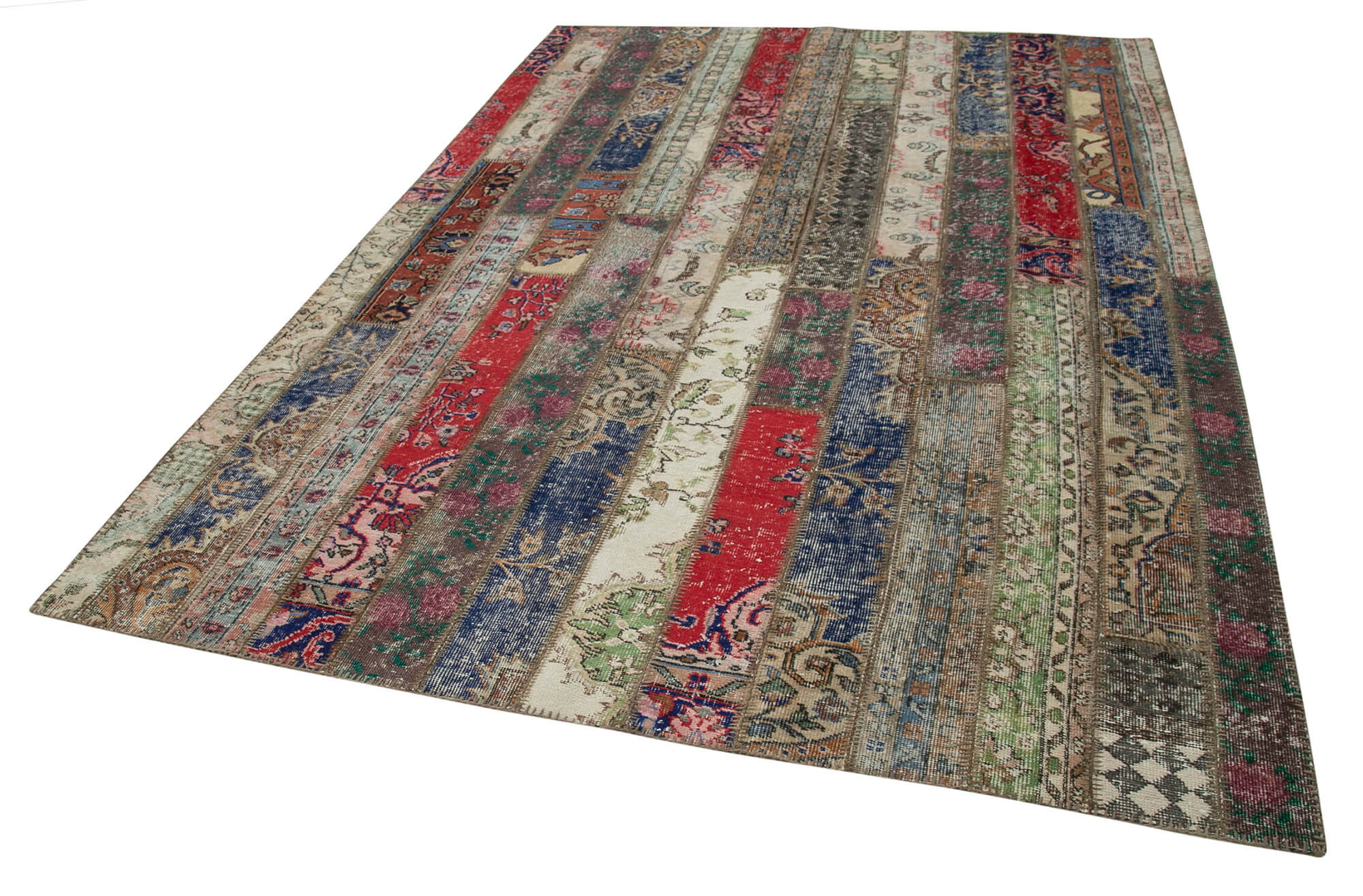 Handmade Patchwork Rug - Kirk Yama Grey Cotton Wool Vintage Area Rug 6'9''x9'11''