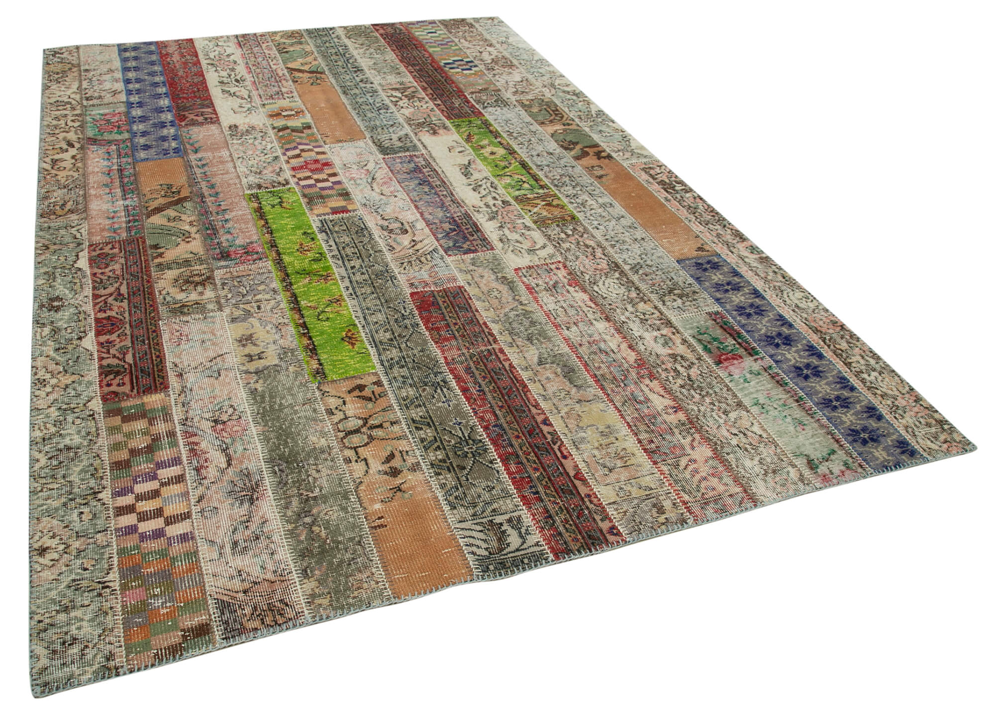 Handmade Patchwork Rug – Kirk Yama Grey Cotton Wool Soft Durable Carpet 6'7''x9'10''