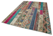 Handmade Patchwork Rug – Grey Cotton Wool Carpet 6'8'' x 10'0'' | Vintage Area Rug