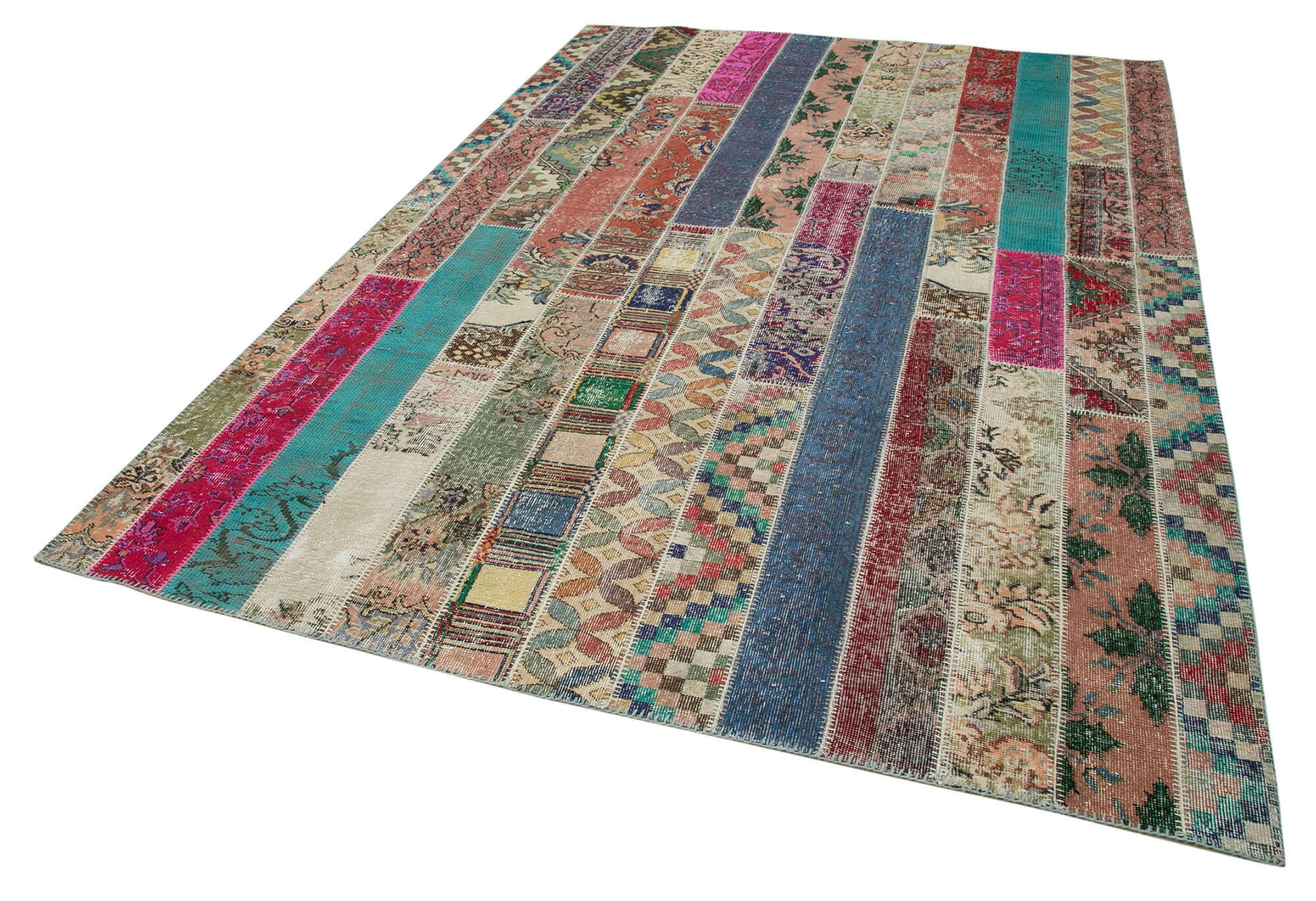 Handmade Patchwork Rug – Grey Cotton Wool Carpet 6'8'' x 10'0'' | Vintage Area Rug