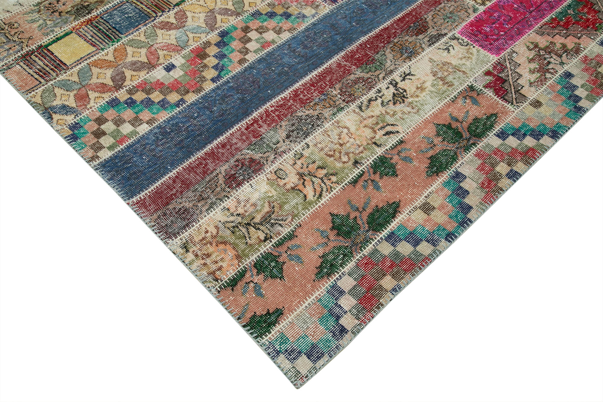 Handmade Patchwork Rug – Grey Cotton Wool Carpet 6'8'' x 10'0'' | Vintage Area Rug