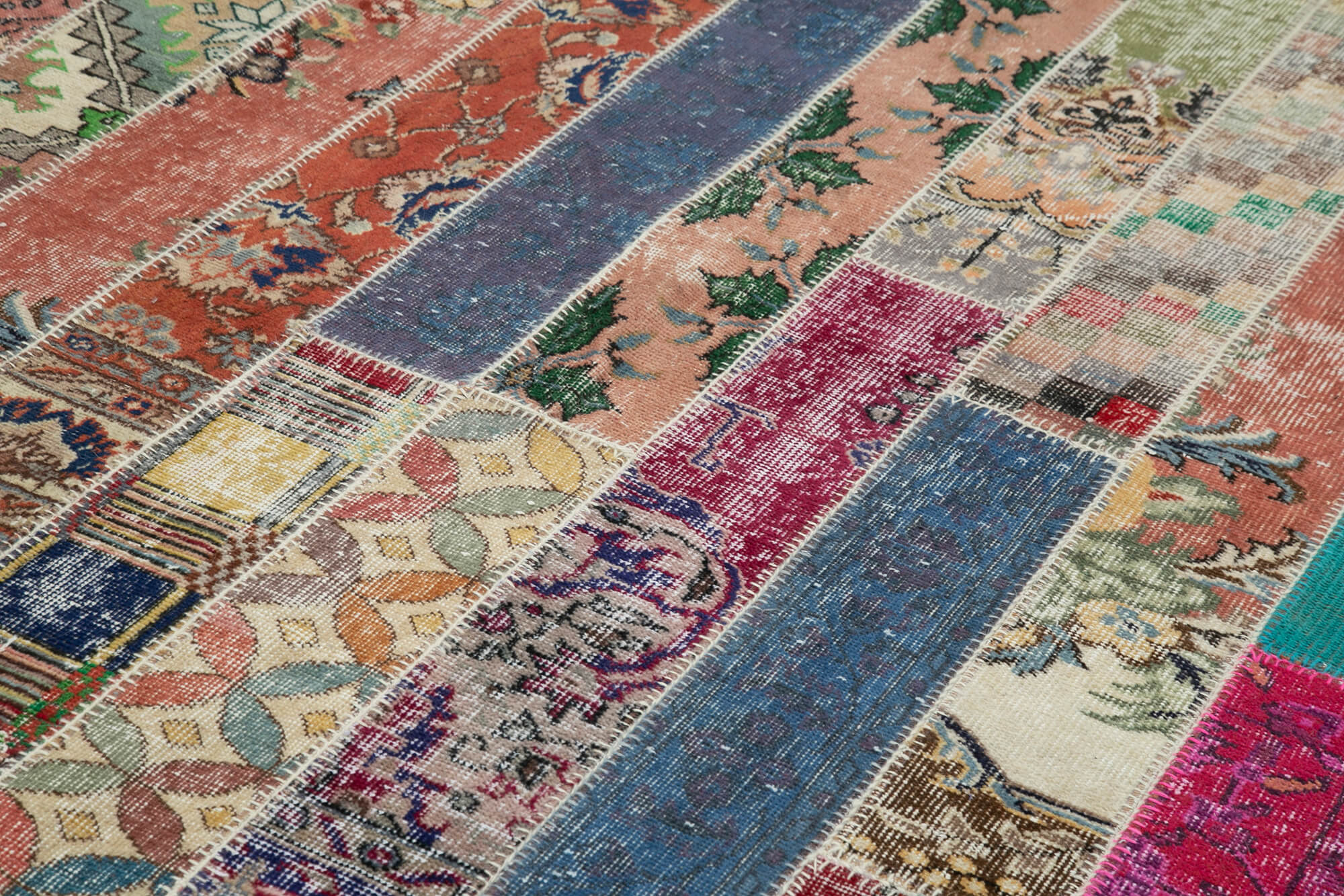 Handmade Patchwork Rug – Grey Cotton Wool Carpet 6'8'' x 10'0'' | Vintage Area Rug