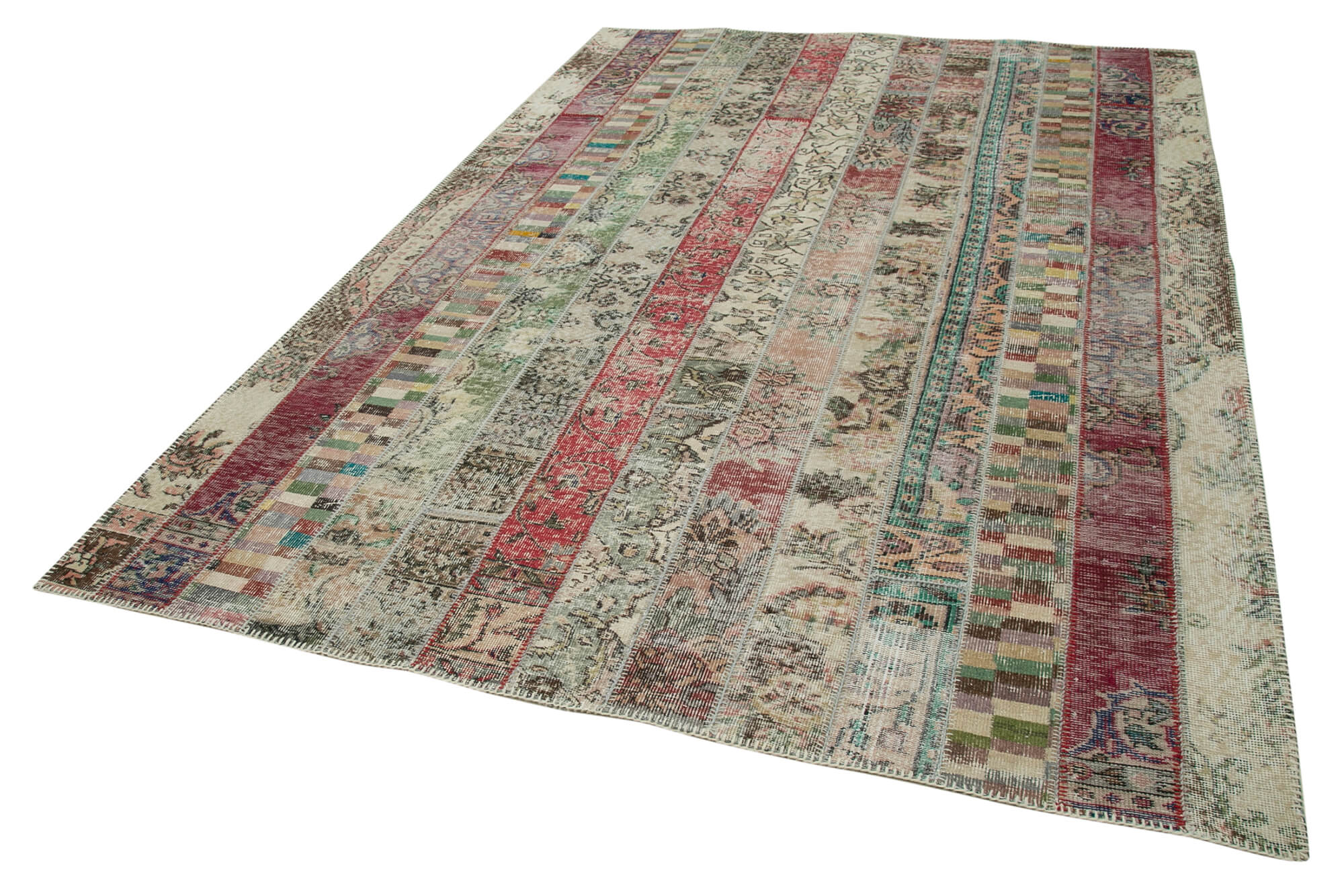 Handmade Patchwork Rug - Kirk Yama Grey Cotton Wool Area Rug 6'8''x10'0''