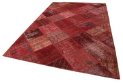 Handmade Wool Area Rug | Vintage Red Patchwork Rug - Cotton Wool Durable Carpet 6'6''x10'0''