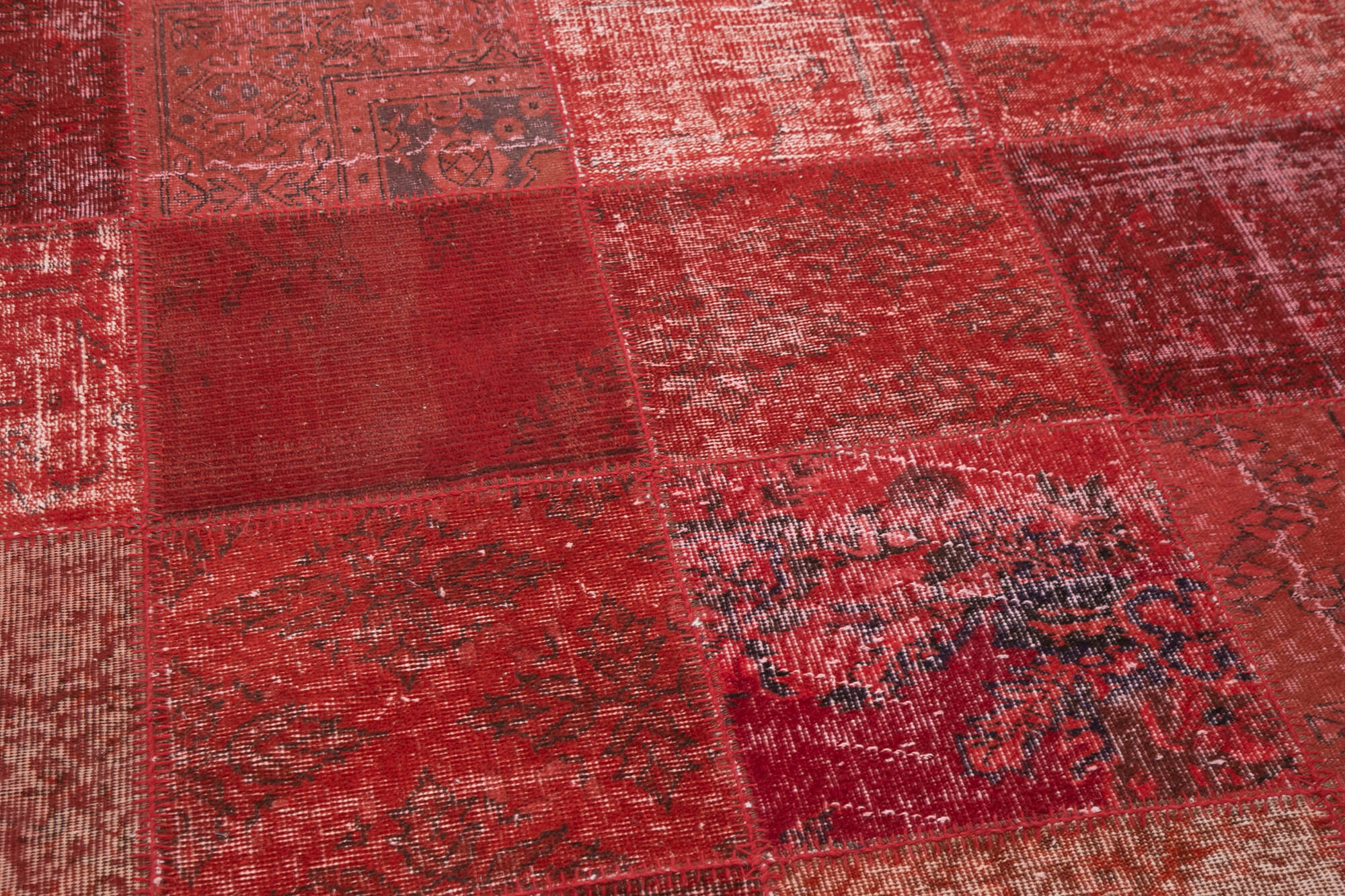 Handmade Wool Area Rug | Vintage Red Patchwork Rug - Cotton Wool Durable Carpet 6'6''x10'0''