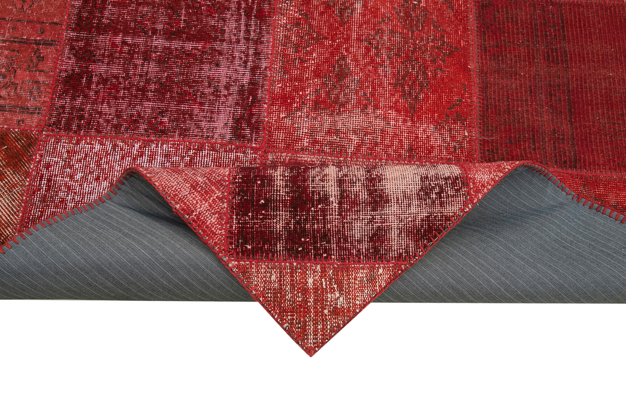 Handmade Wool Area Rug | Vintage Red Patchwork Rug - Cotton Wool Durable Carpet 6'6''x10'0''