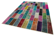 Handmade Patchwork Rug – Grey Area Rug Cotton Wool Blend 6'6'' x 9'9'' Soft Wool Floor Rug