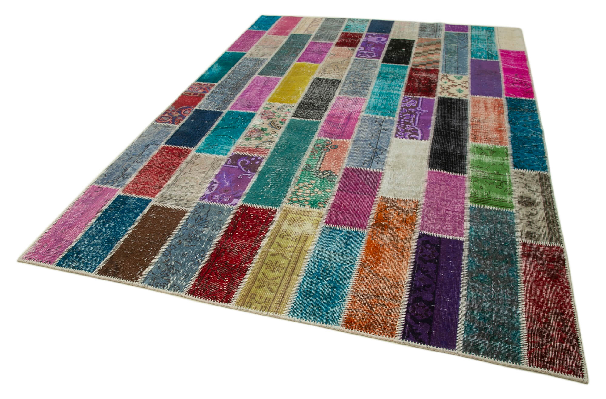 Handmade Patchwork Rug – Grey Area Rug Cotton Wool Blend 6'6'' x 9'9'' Soft Wool Floor Rug