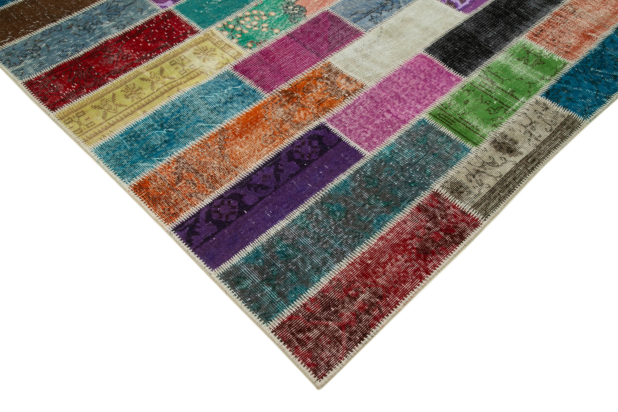 Handmade Patchwork Rug – Grey Area Rug Cotton Wool Blend 6'6'' x 9'9'' Soft Wool Floor Rug