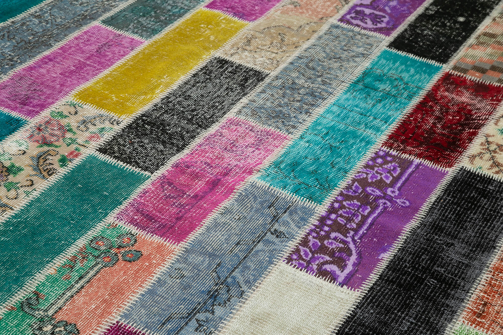 Handmade Patchwork Rug – Grey Area Rug Cotton Wool Blend 6'6'' x 9'9'' Soft Wool Floor Rug