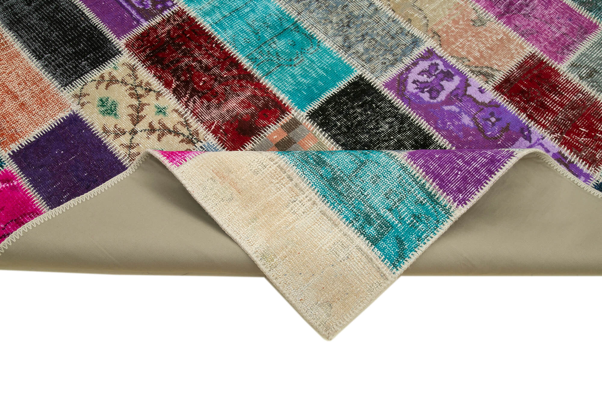 Handmade Patchwork Rug – Grey Area Rug Cotton Wool Blend 6'6'' x 9'9'' Soft Wool Floor Rug