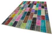 Handmade Patchwork Rug - Kirk Yama Grey Cotton Wool Vintage Area Rug 6'5''x10'