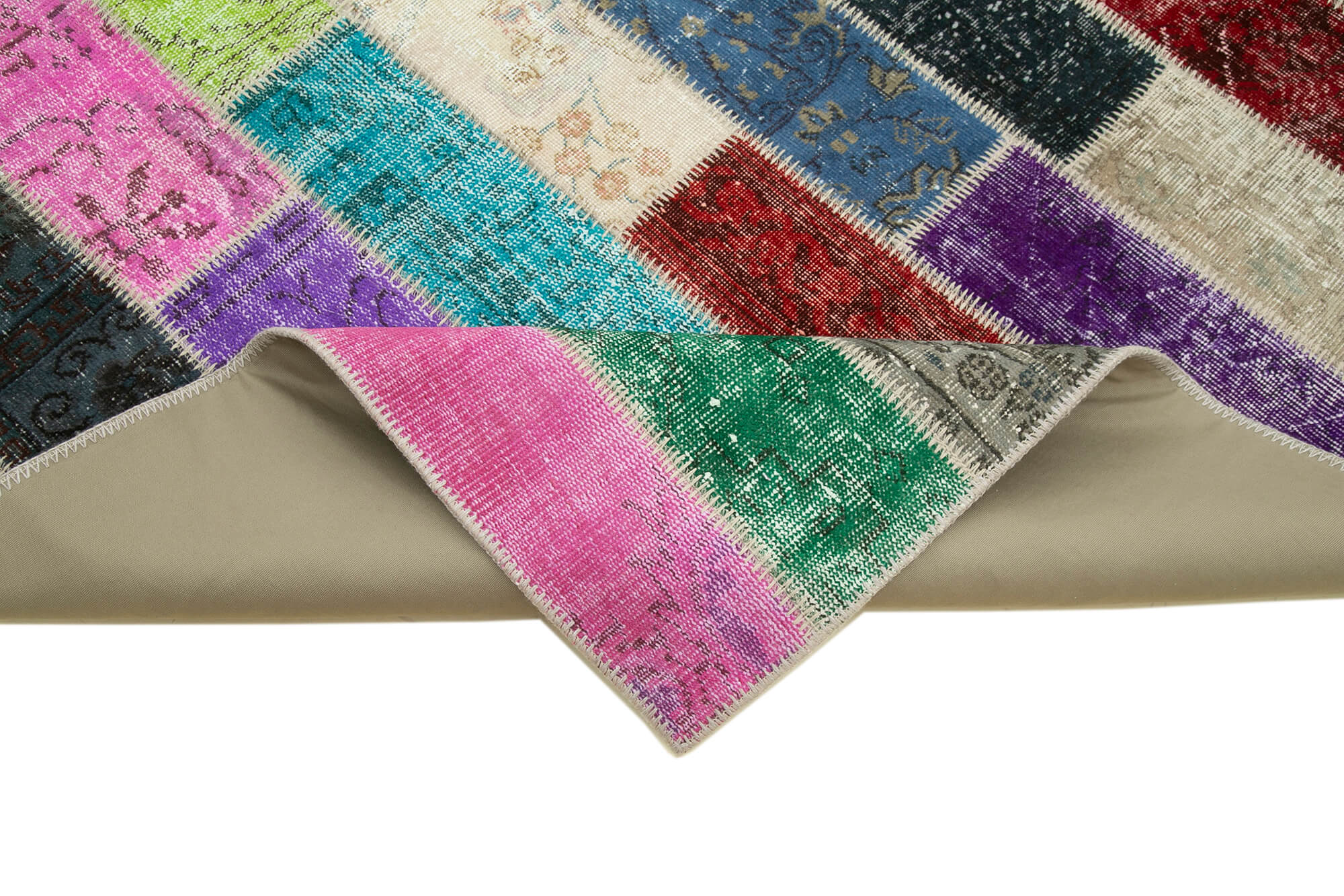 Handmade Patchwork Rug - Kirk Yama Grey Cotton Wool Vintage Area Rug 6'5''x10'
