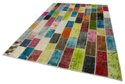 Handmade Patchwork Rug - Kirk Yama Grey Cotton Wool 6x10 Area Rug