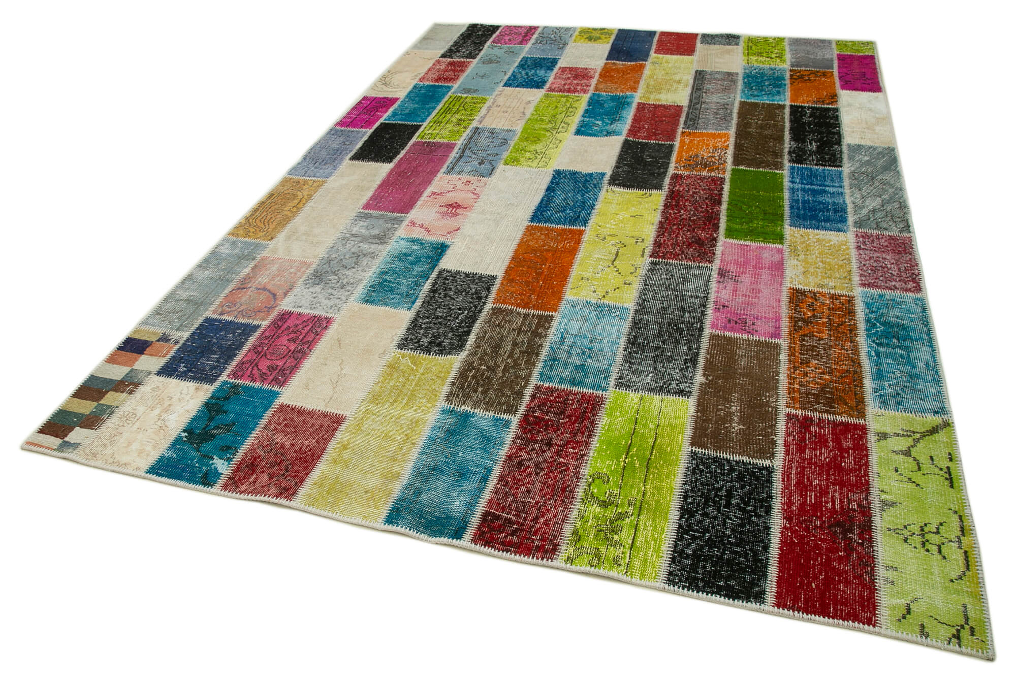 Handmade Patchwork Rug - Kirk Yama Grey Cotton Wool 6x10 Area Rug