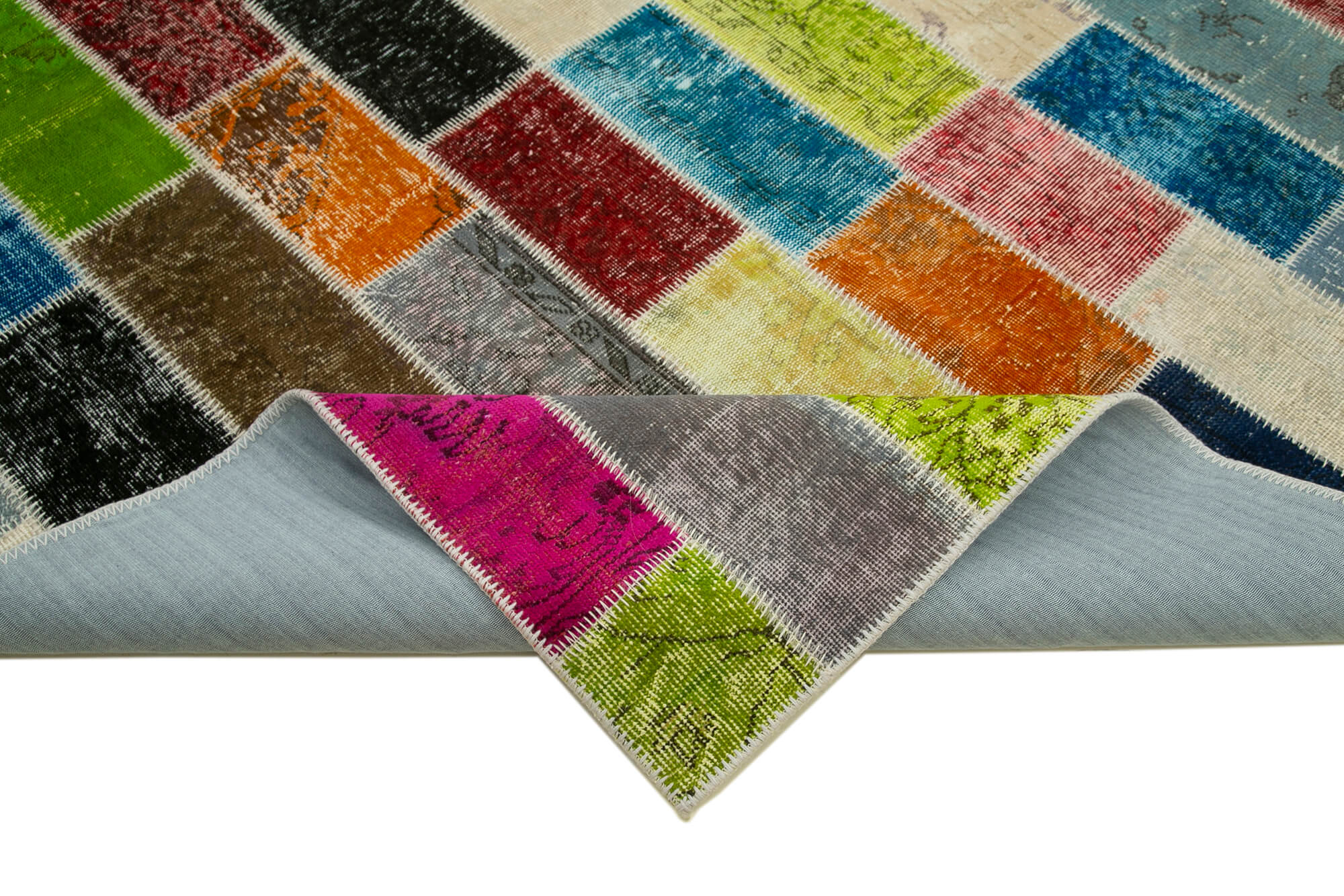 Handmade Patchwork Rug - Kirk Yama Grey Cotton Wool 6x10 Area Rug