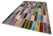 Handmade Wool Area Rug – Kirk Yama Grey Patchwork Cotton Wool Rug 6'7''x10'2''
