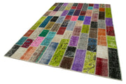Handmade Patchwork Rug - Kirk Yama Grey Area Rug 6x10 Cotton Wool Carpet