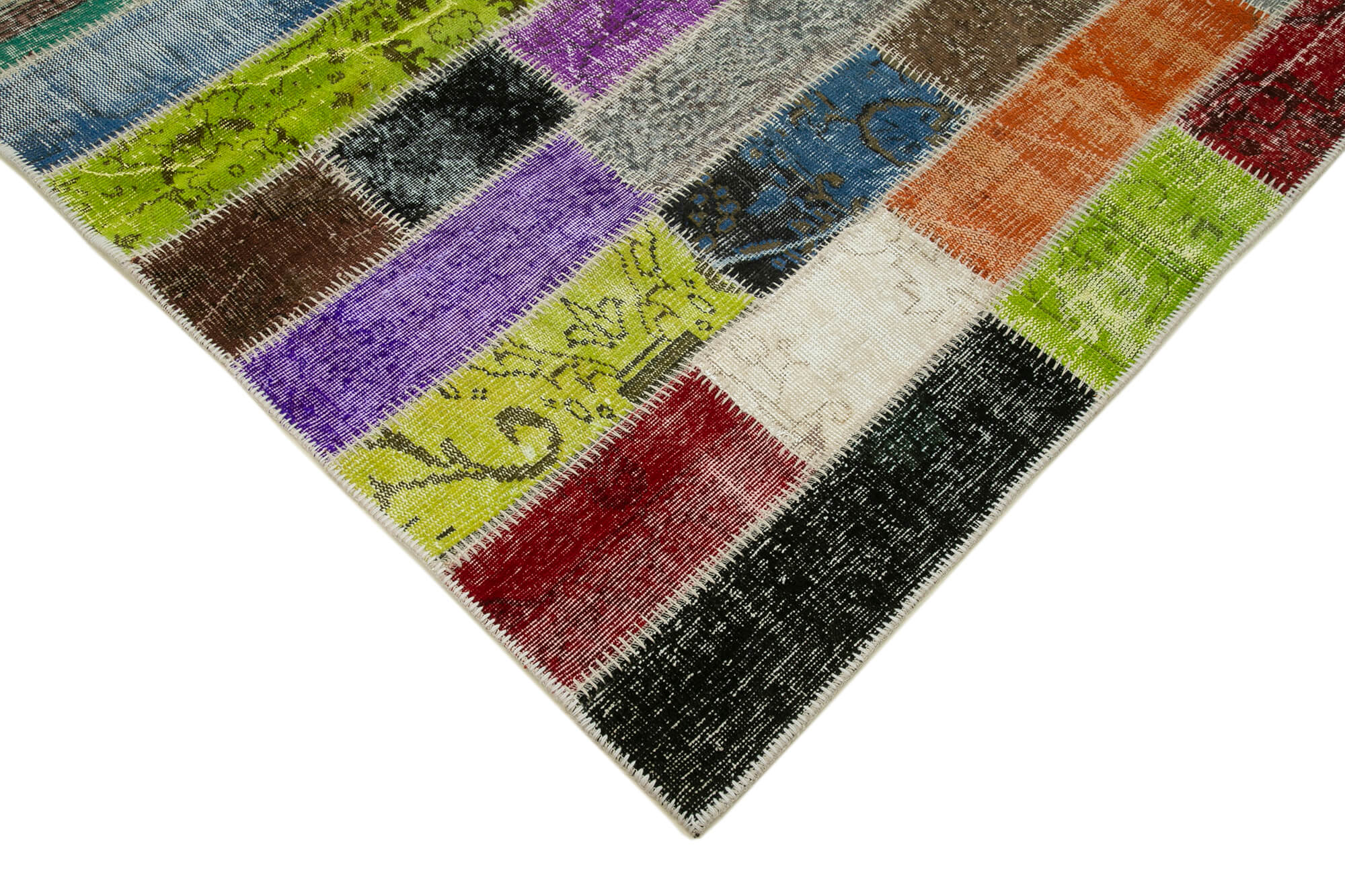 Handmade Patchwork Rug - Kirk Yama Grey Area Rug 6x10 Cotton Wool Carpet