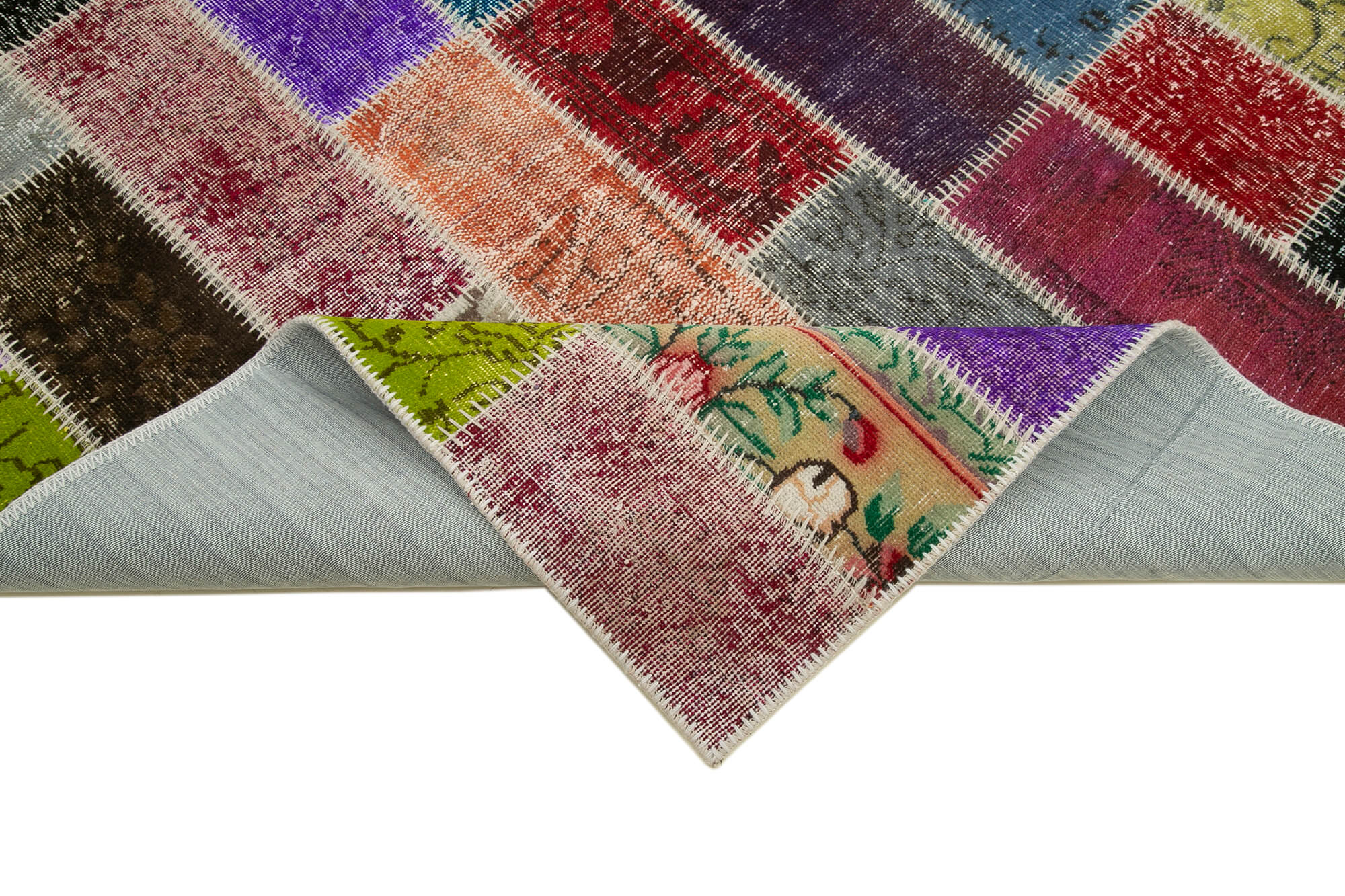 Handmade Patchwork Rug - Kirk Yama Grey Area Rug 6x10 Cotton Wool Carpet