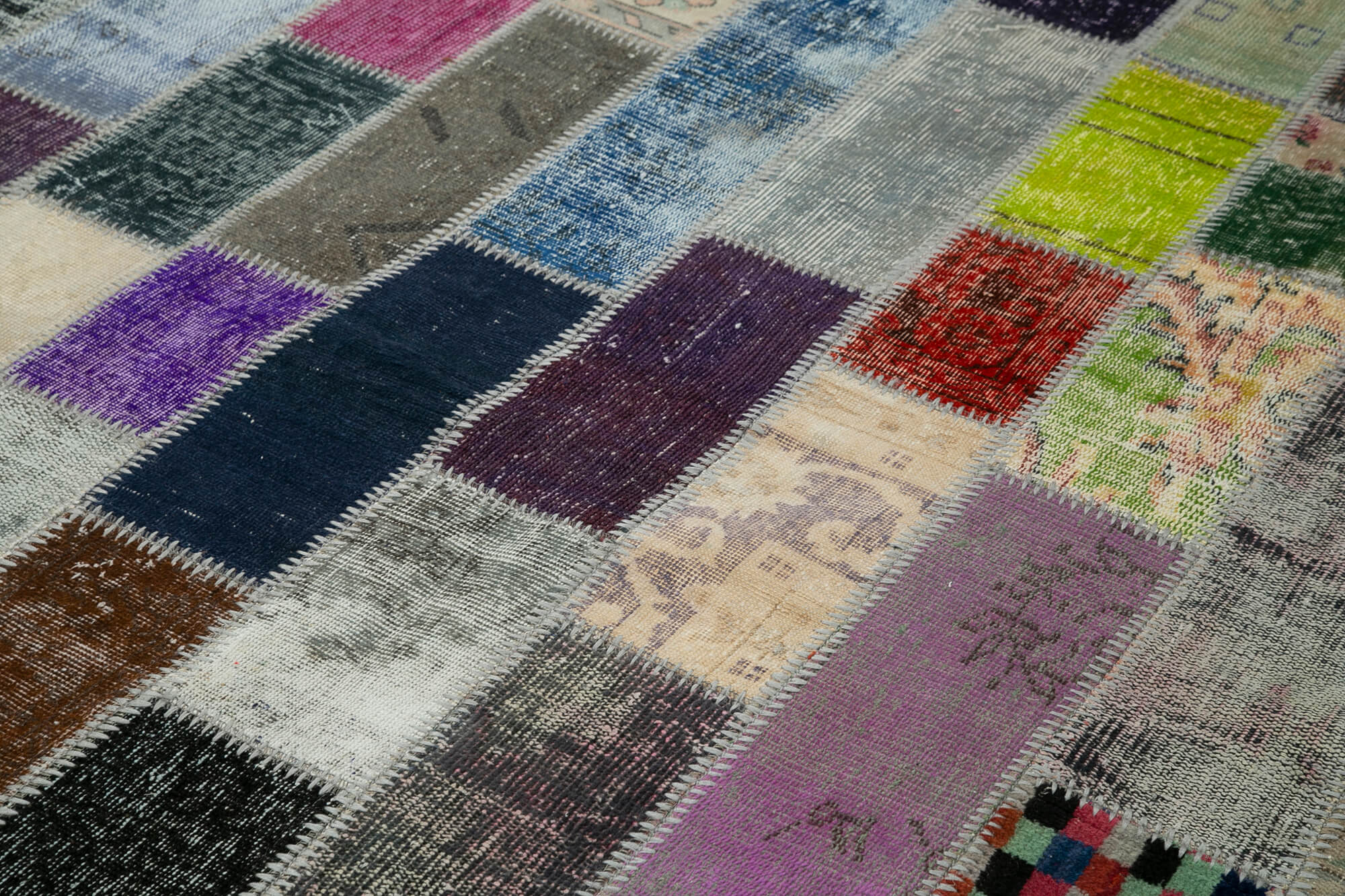 Handmade Wool Area Rug – Grey Patchwork Cotton Wool 6x10 Area Rug Durable Carpet