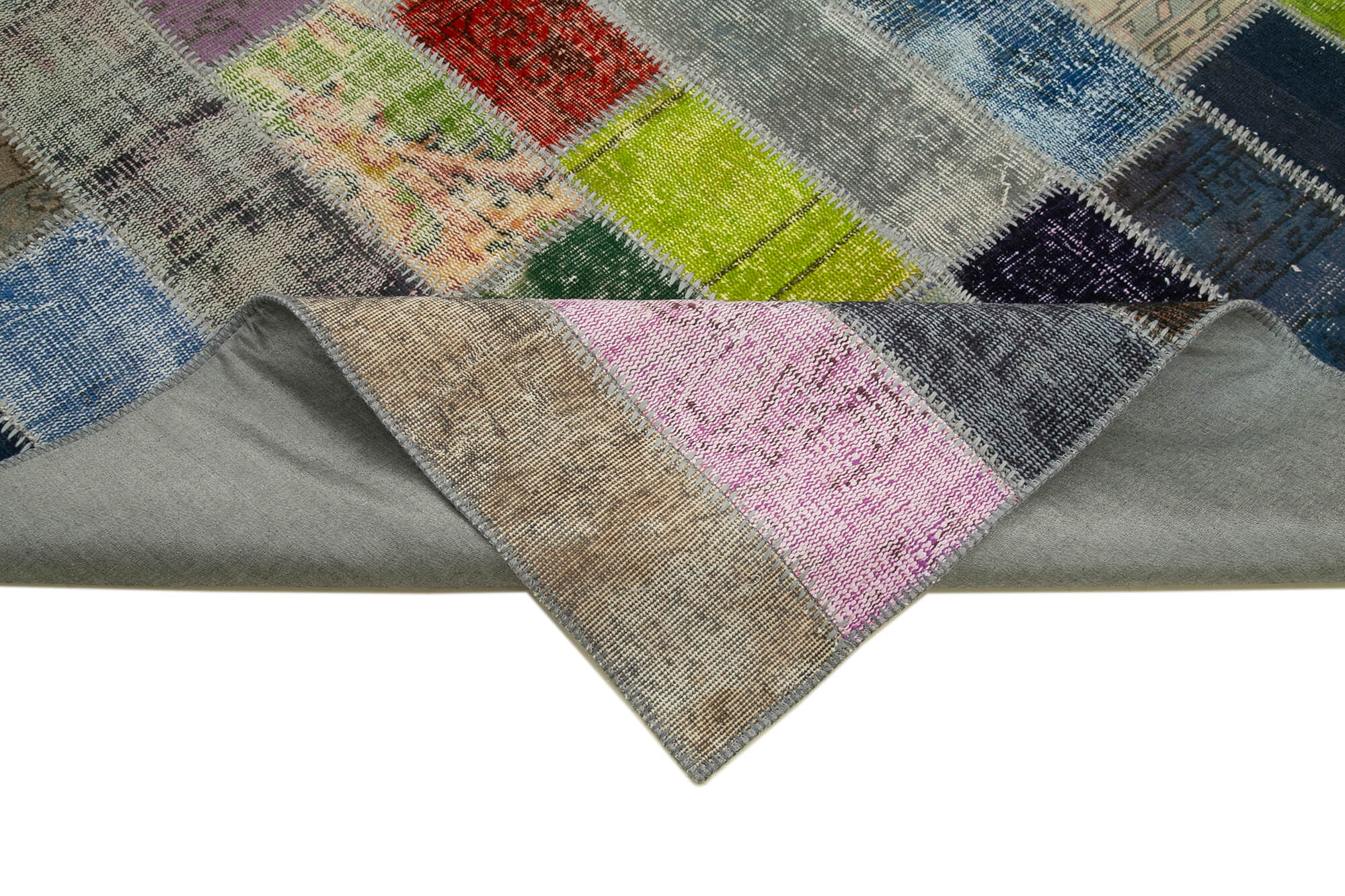 Handmade Wool Area Rug – Grey Patchwork Cotton Wool 6x10 Area Rug Durable Carpet
