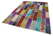 Handmade Patchwork Rug – Grey Patchwork Carpet 6'8'' x 9'10'' Cotton Wool Blend