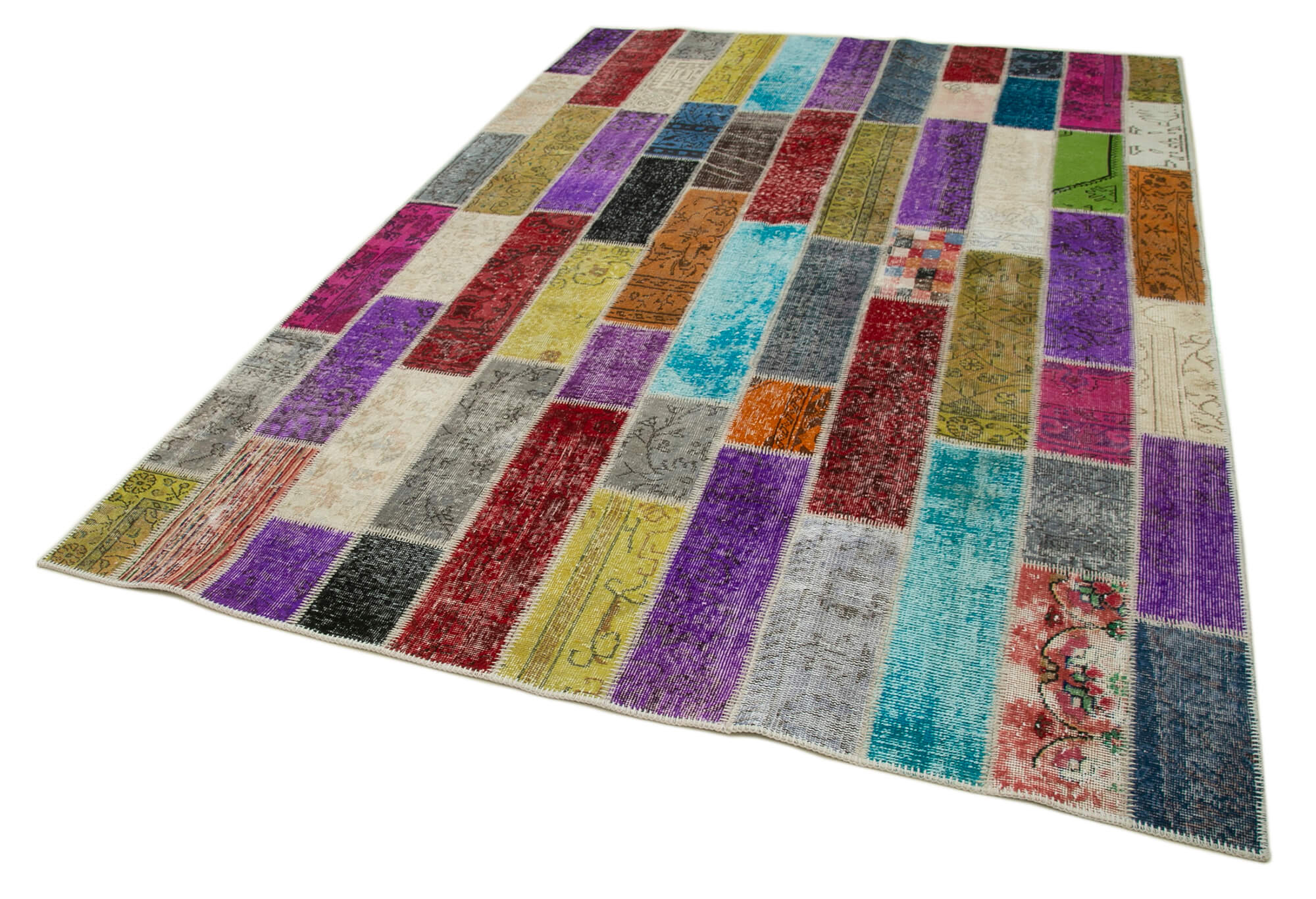 Handmade Patchwork Rug – Grey Patchwork Carpet 6'8'' x 9'10'' Cotton Wool Blend