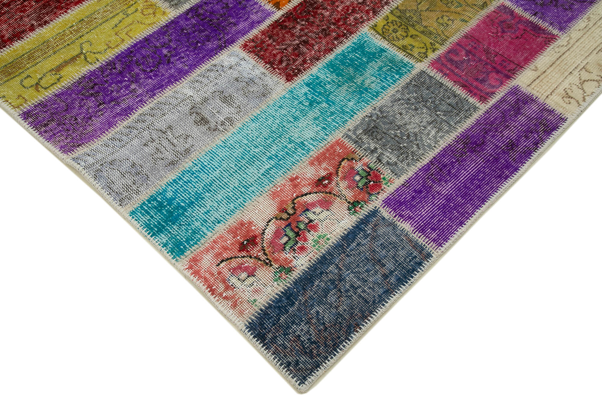 Handmade Patchwork Rug – Grey Patchwork Carpet 6'8'' x 9'10'' Cotton Wool Blend