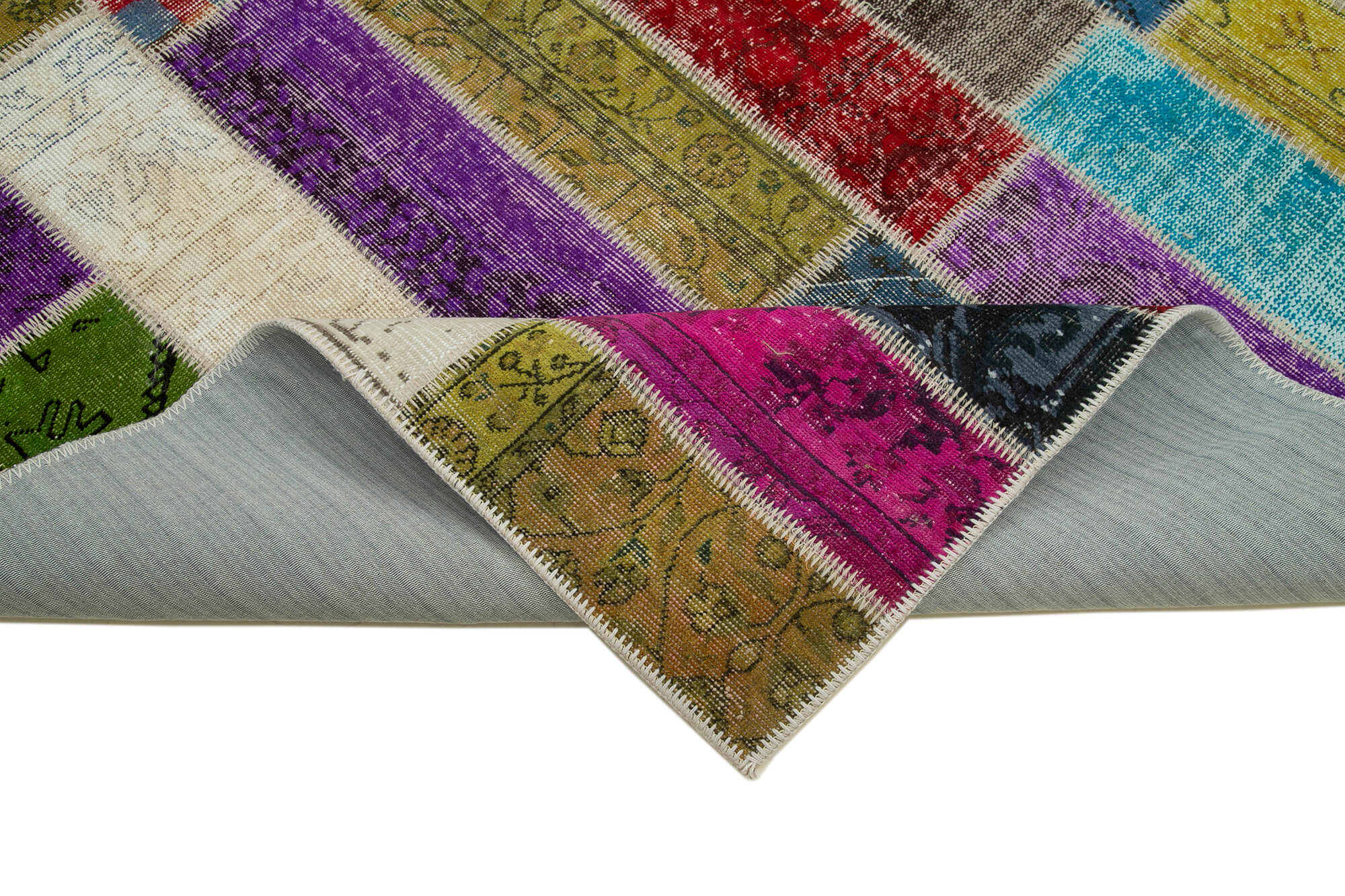 Handmade Patchwork Rug – Grey Patchwork Carpet 6'8'' x 9'10'' Cotton Wool Blend