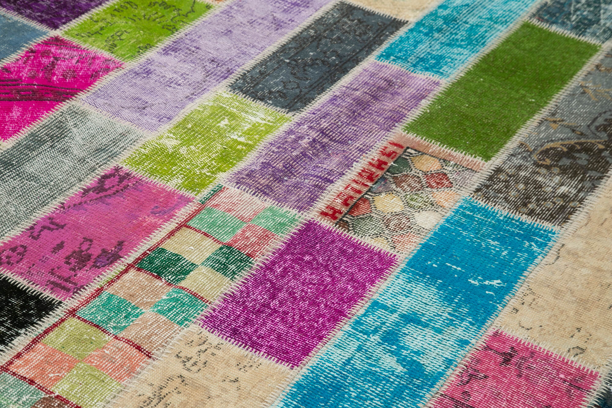 Handmade Patchwork Rug – Grey Area Rug Cotton Wool Vintage Turkish Carpet 6'7''x9'11''
