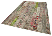 Handmade Patchwork Rug - Kirk Yama Grey Cotton Wool Area Rug 6'7''x9'11''