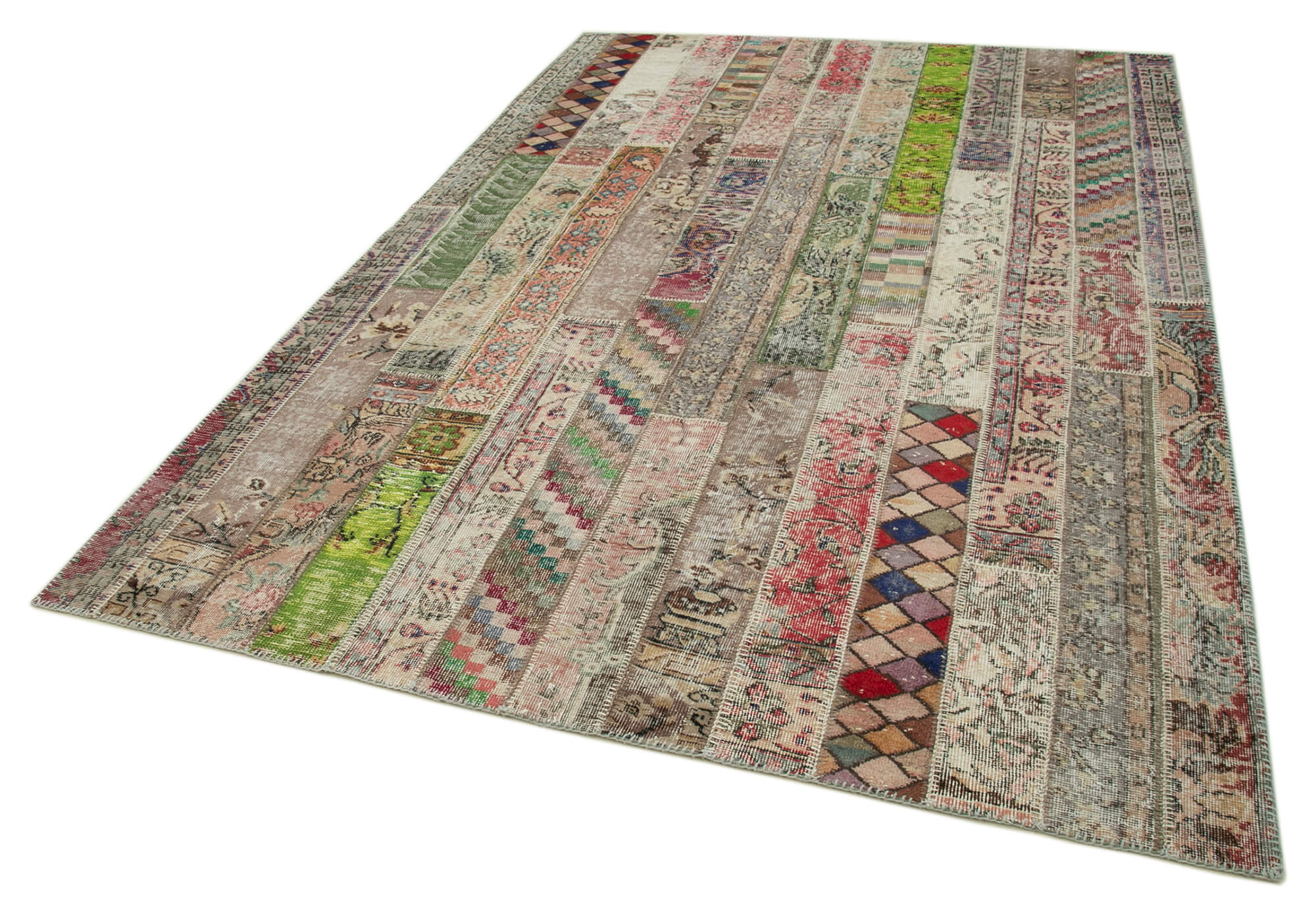 Handmade Patchwork Rug - Kirk Yama Grey Cotton Wool Area Rug 6'7''x9'11''