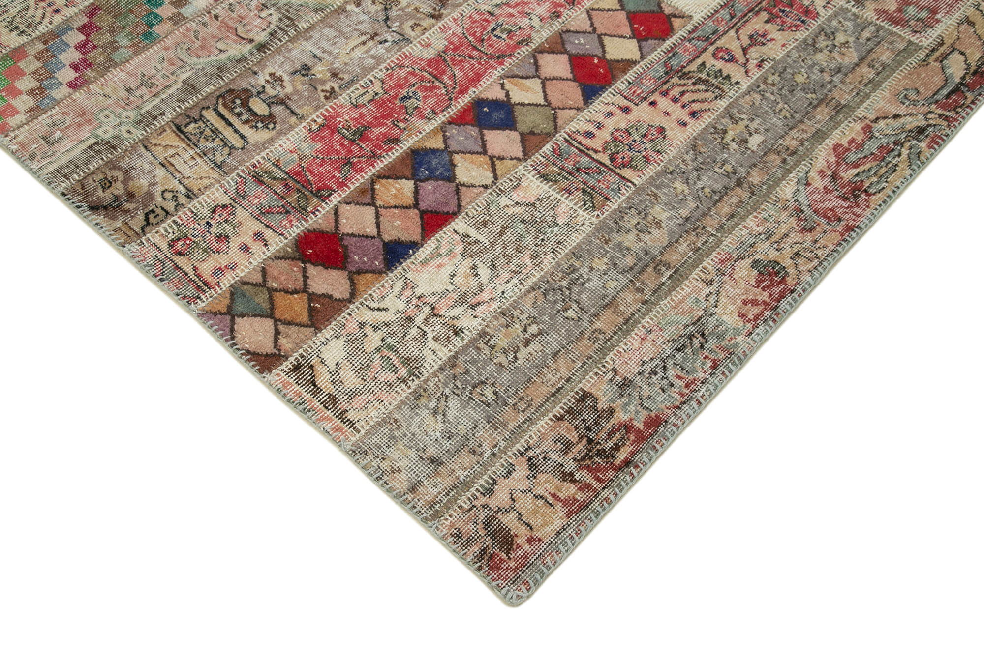 Handmade Patchwork Rug - Kirk Yama Grey Cotton Wool Area Rug 6'7''x9'11''