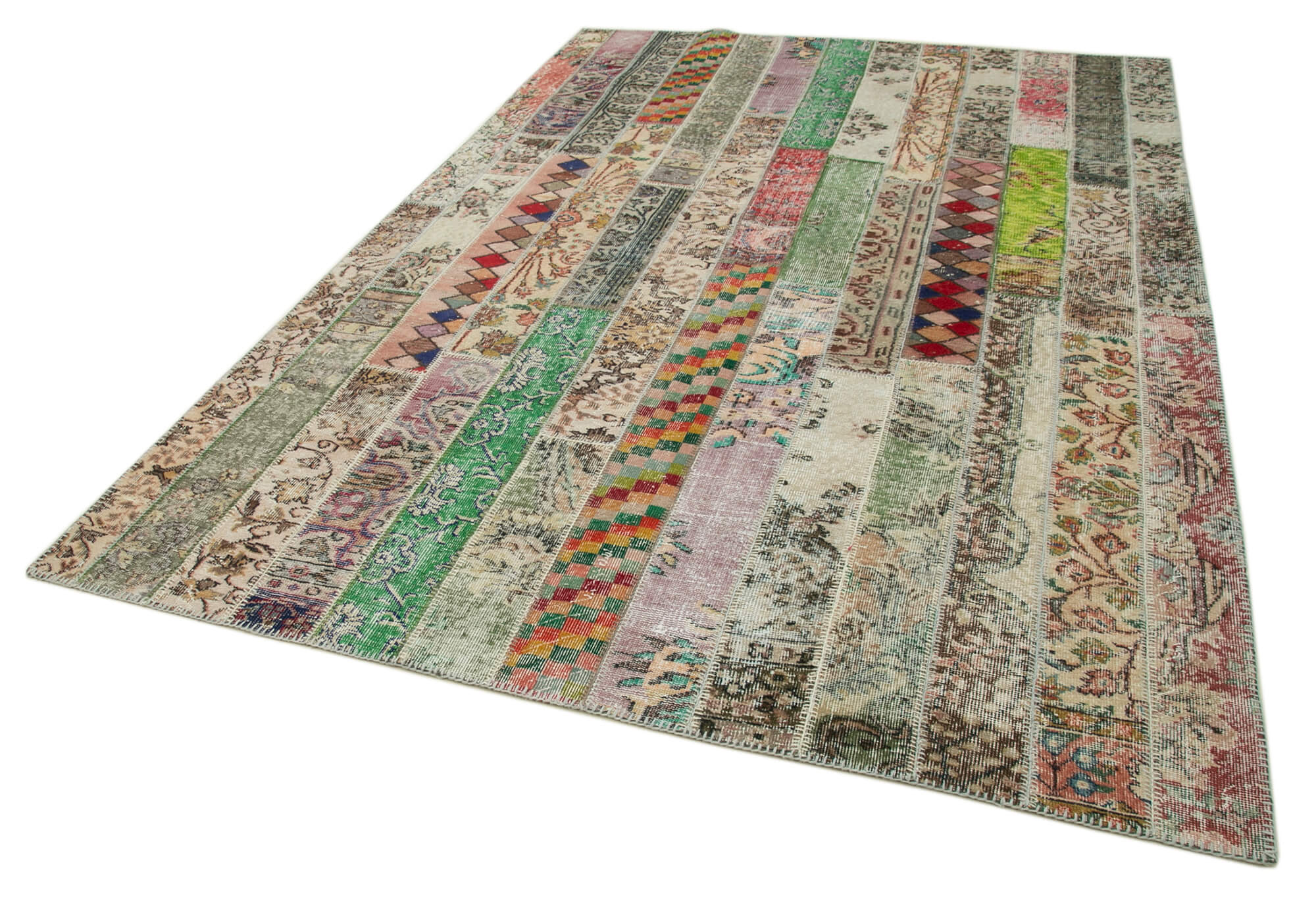 Handmade Wool Area Rug – Kirk Yama Grey Patchwork Style Carpet 6'8''x9'11''