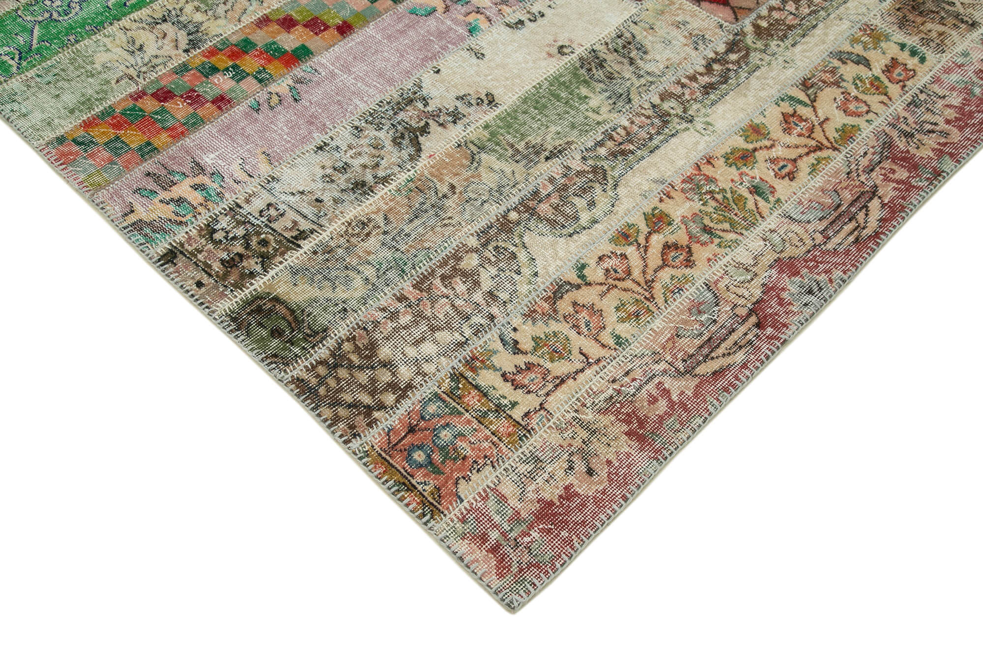 Handmade Wool Area Rug – Kirk Yama Grey Patchwork Style Carpet 6'8''x9'11''