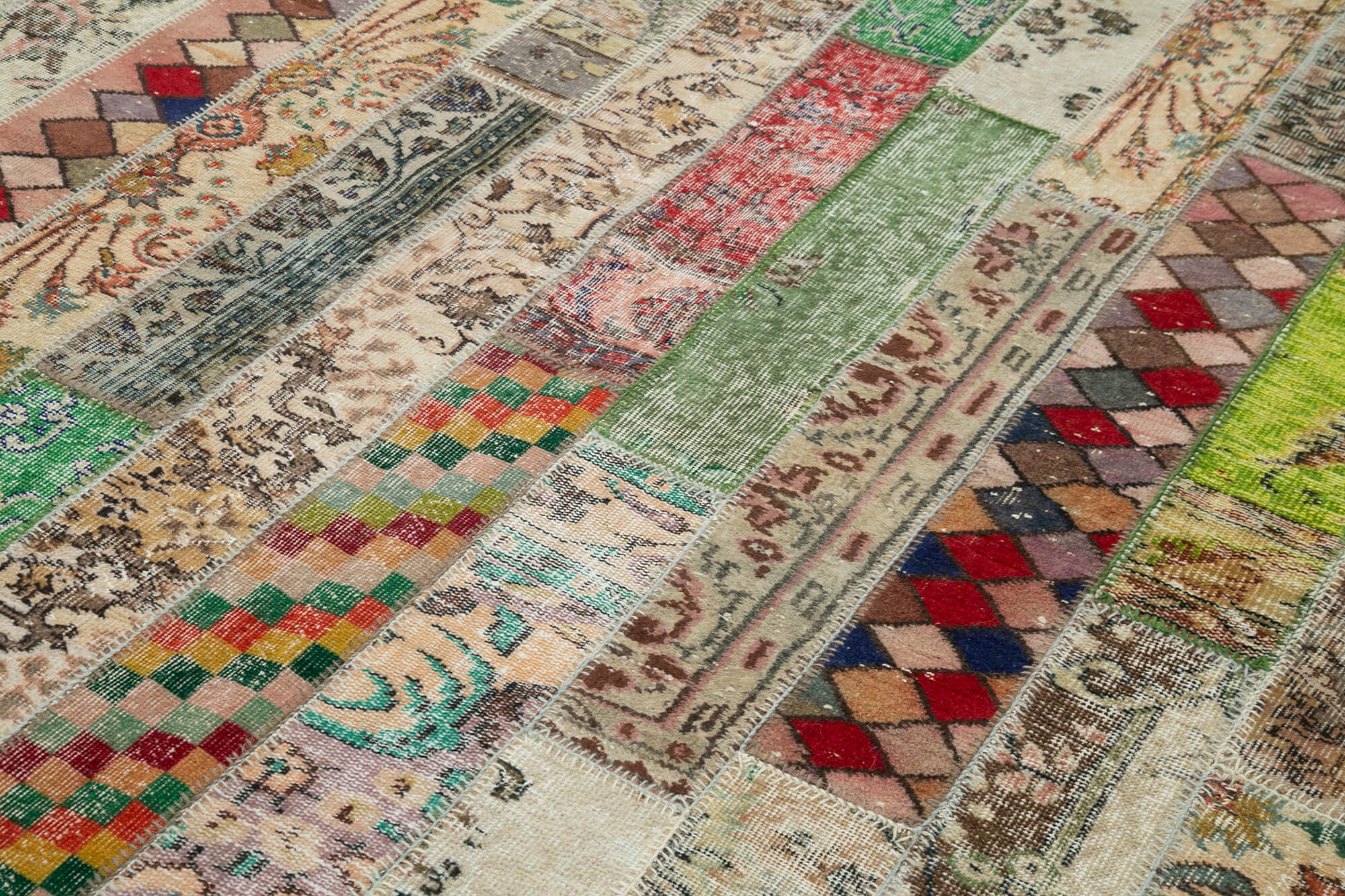Handmade Wool Area Rug – Kirk Yama Grey Patchwork Style Carpet 6'8''x9'11''