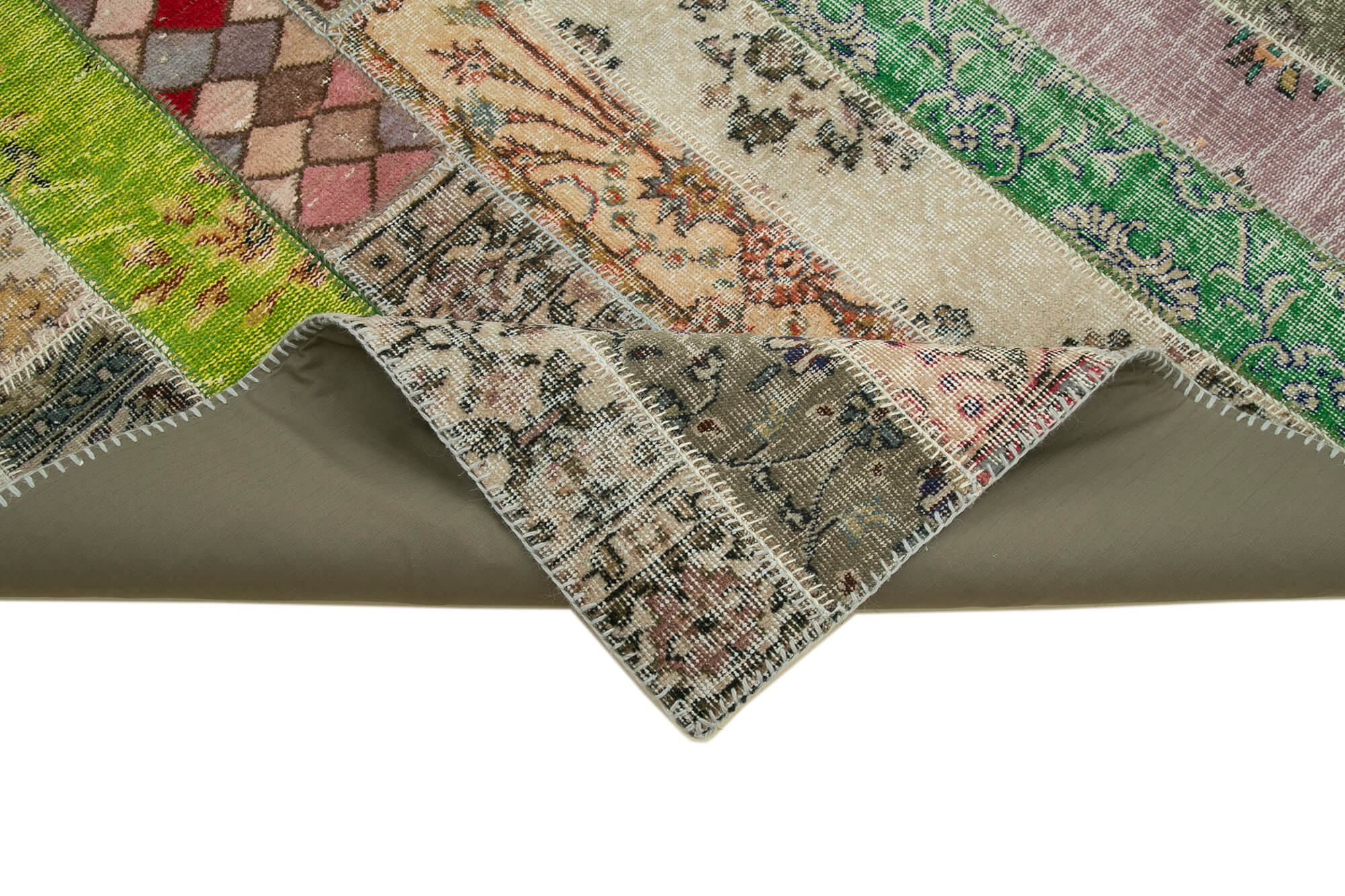 Handmade Wool Area Rug – Kirk Yama Grey Patchwork Style Carpet 6'8''x9'11''