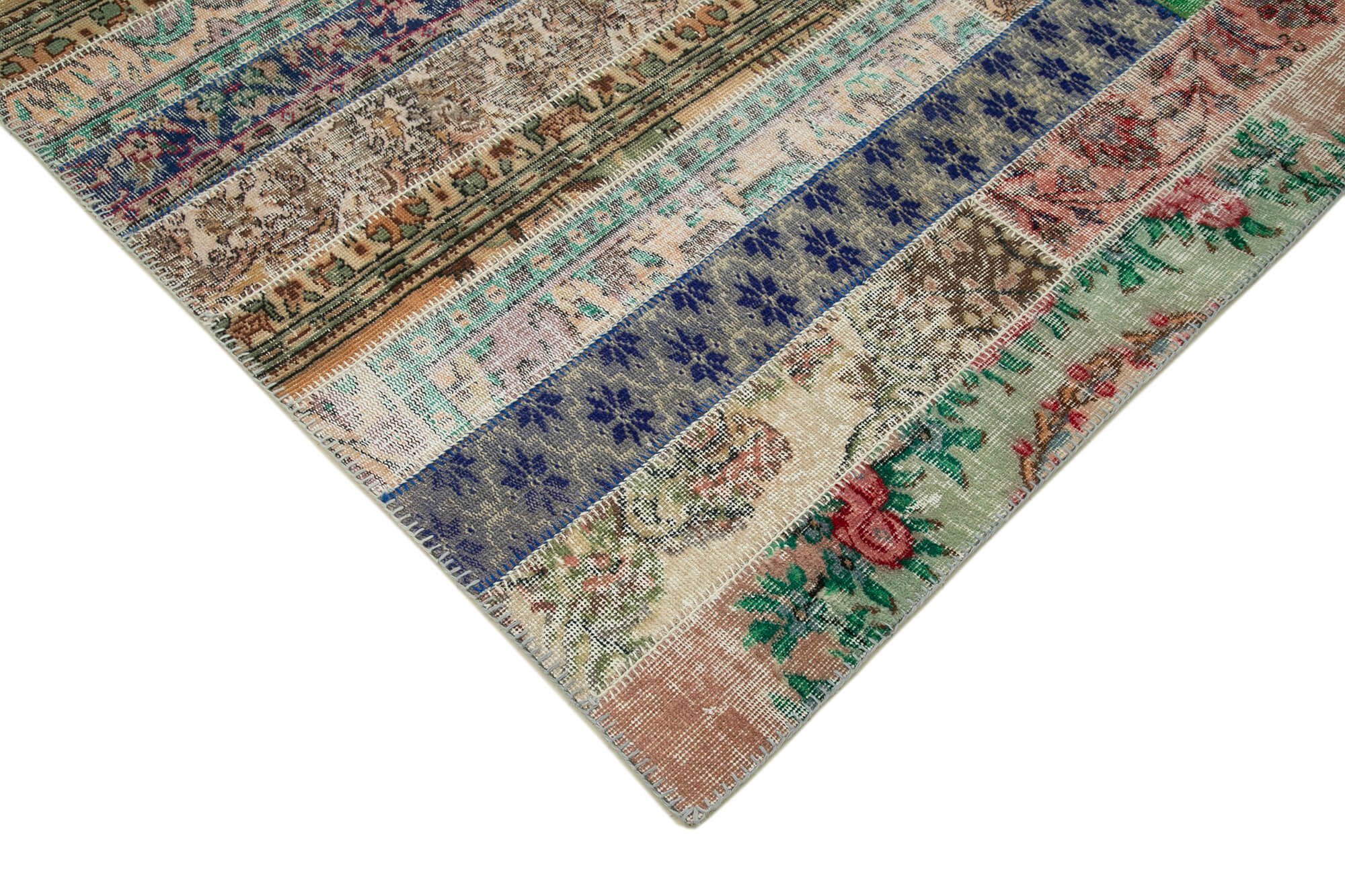 Kirk Yama Grey Patchwork Cotton Wool Handmade Area Rug 6'8'' x 9'11''